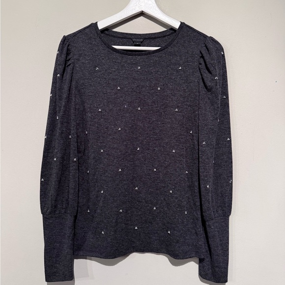 Ann Taylor blouse pearl embellishments puffed sleeves Office Casual Women XS - Picture 6 of 9